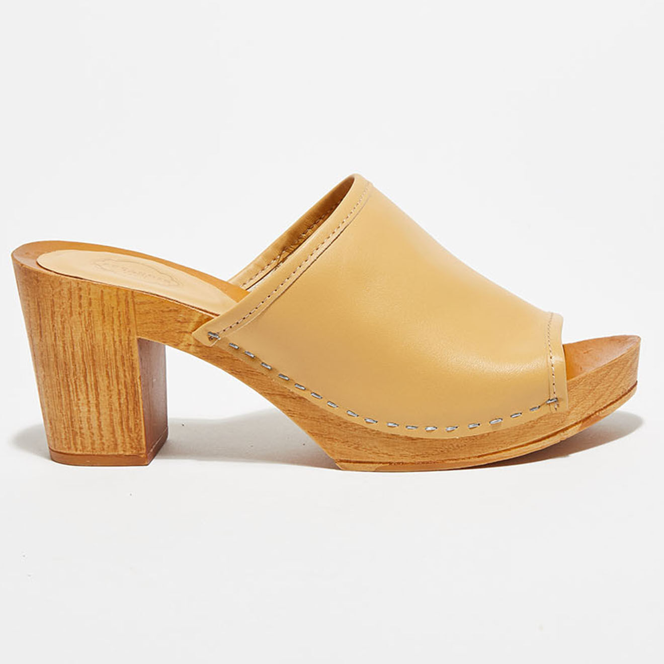 Apologie Studio Sabots en Cuir Charlotte camel clair - Talon 8 cm