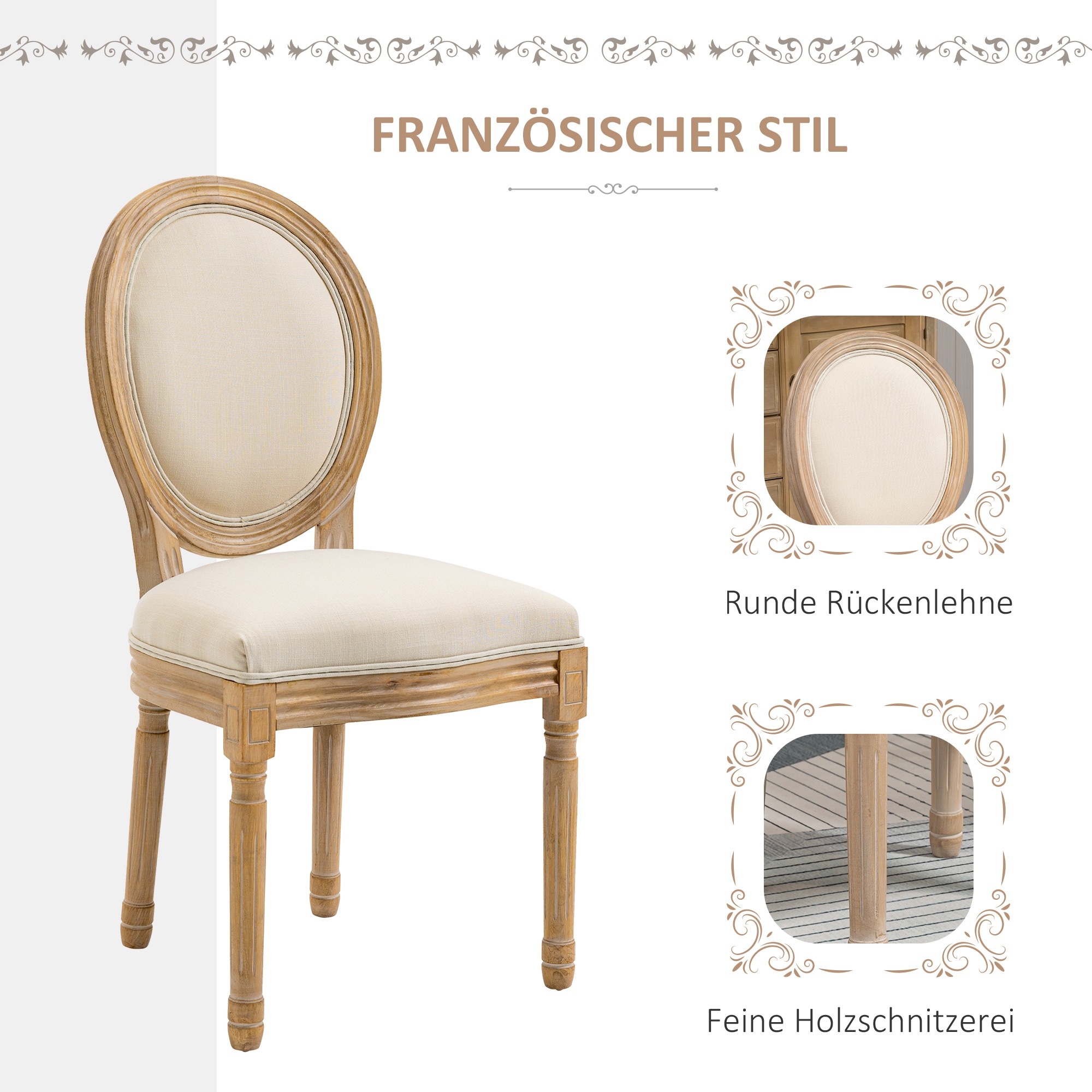 HOMCOM Esszimmerstuhl im 2er Set mit Vintage Design bunt 49B x 56T x 96H cm