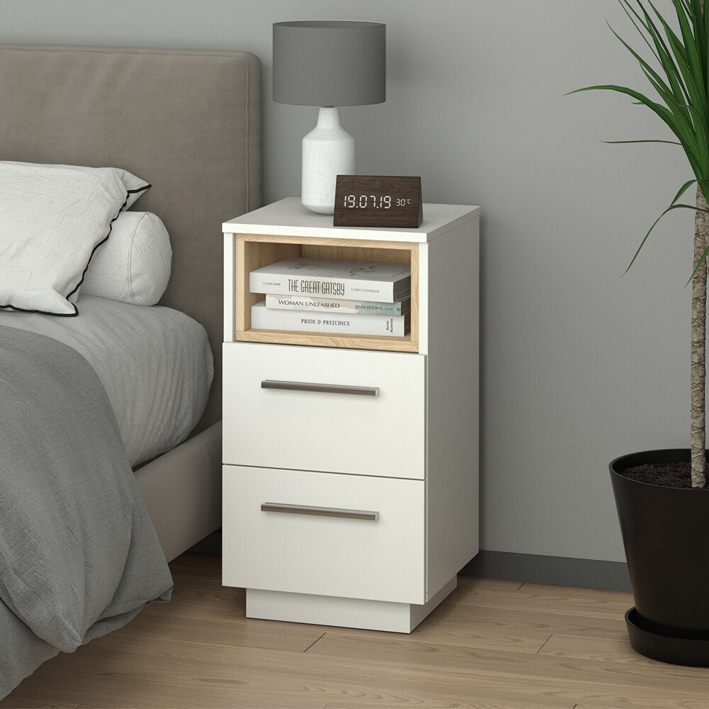 Vicco Nachtschrank Nachttisch Nachtkommode Beatrice Weiß 2 Schubladen Kommode