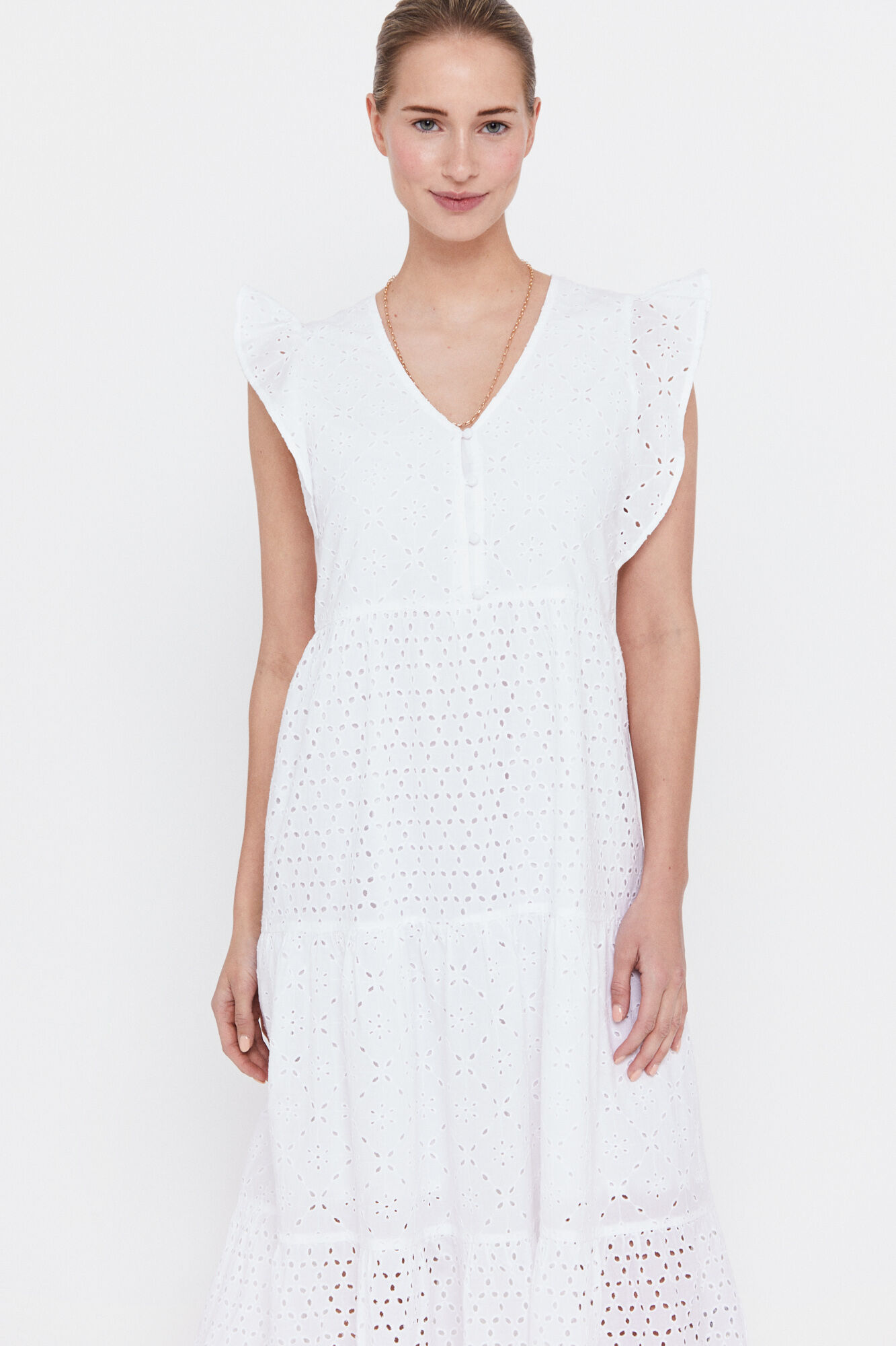 Vestido longo e evasê - Branco