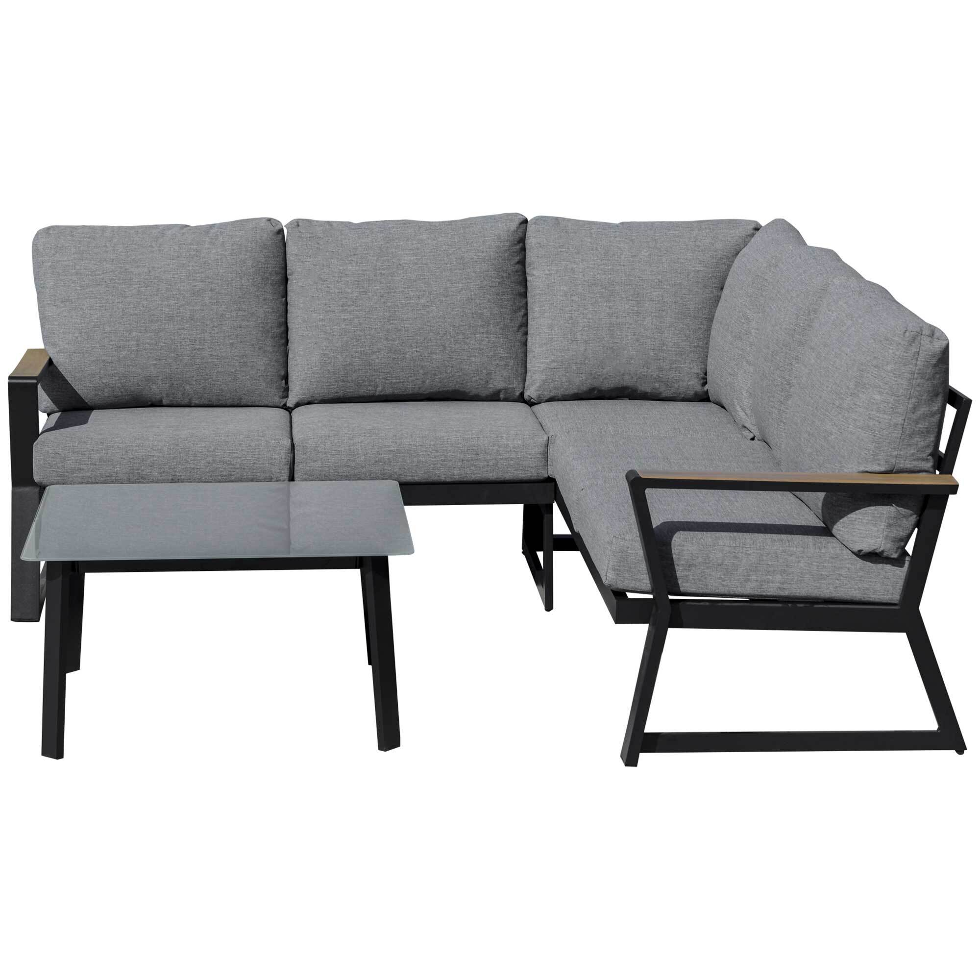 Outsunny Gartenmöbel Set mit Sitzkissen grau 205L x 72B x 73,5H cm