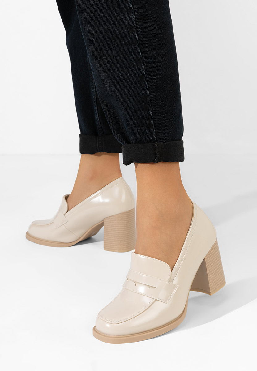 Mocassins à talon beige Odesia