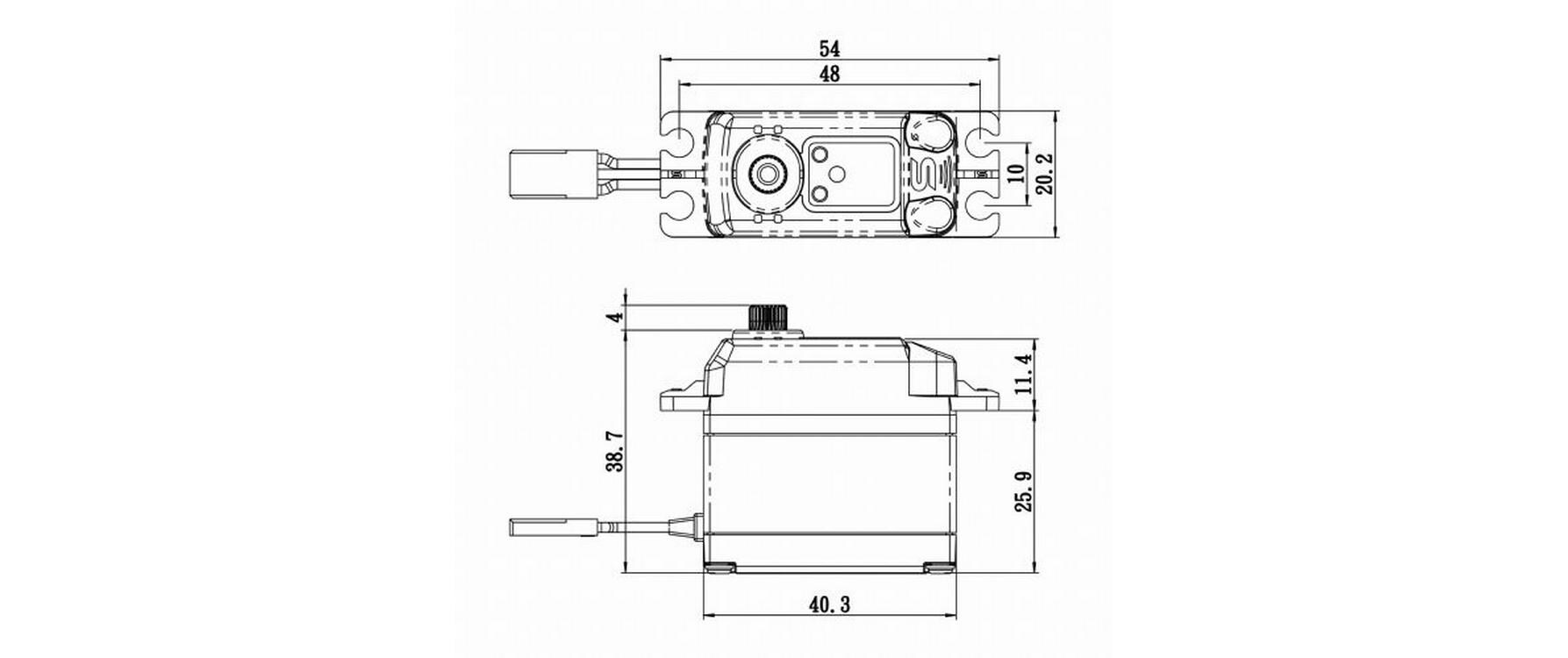Standard Servo SB-2270SG+ 45 kg, 0.11 s, Brushless<br>Brushless Digitalservo mit Softstart und doppelt kugelgelagertem Metallgetriebe