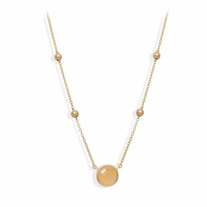 Collier Argent Doré Valentine Cristal Pêche
