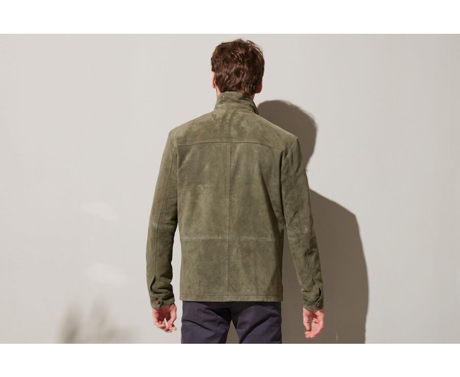 Veste en cuir daim Vert Tilleul - FAUSTIN