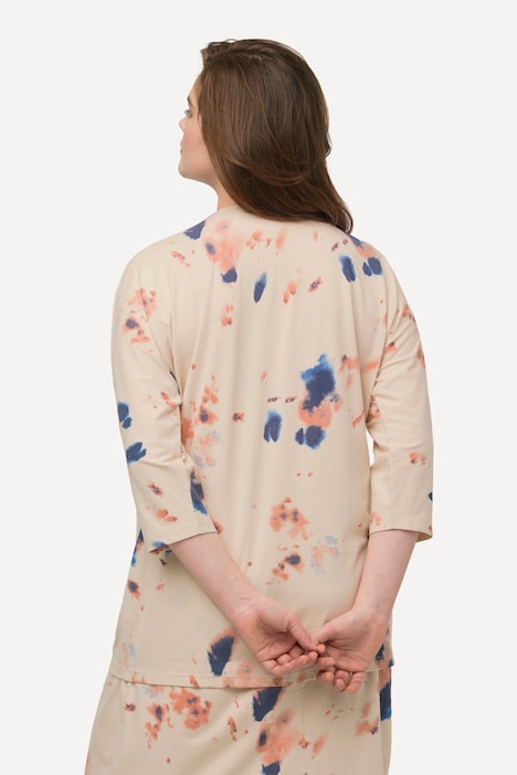 Shirt, Bindeband, V-Ausschnitt, 3/4-Arm, Biobaumwolle