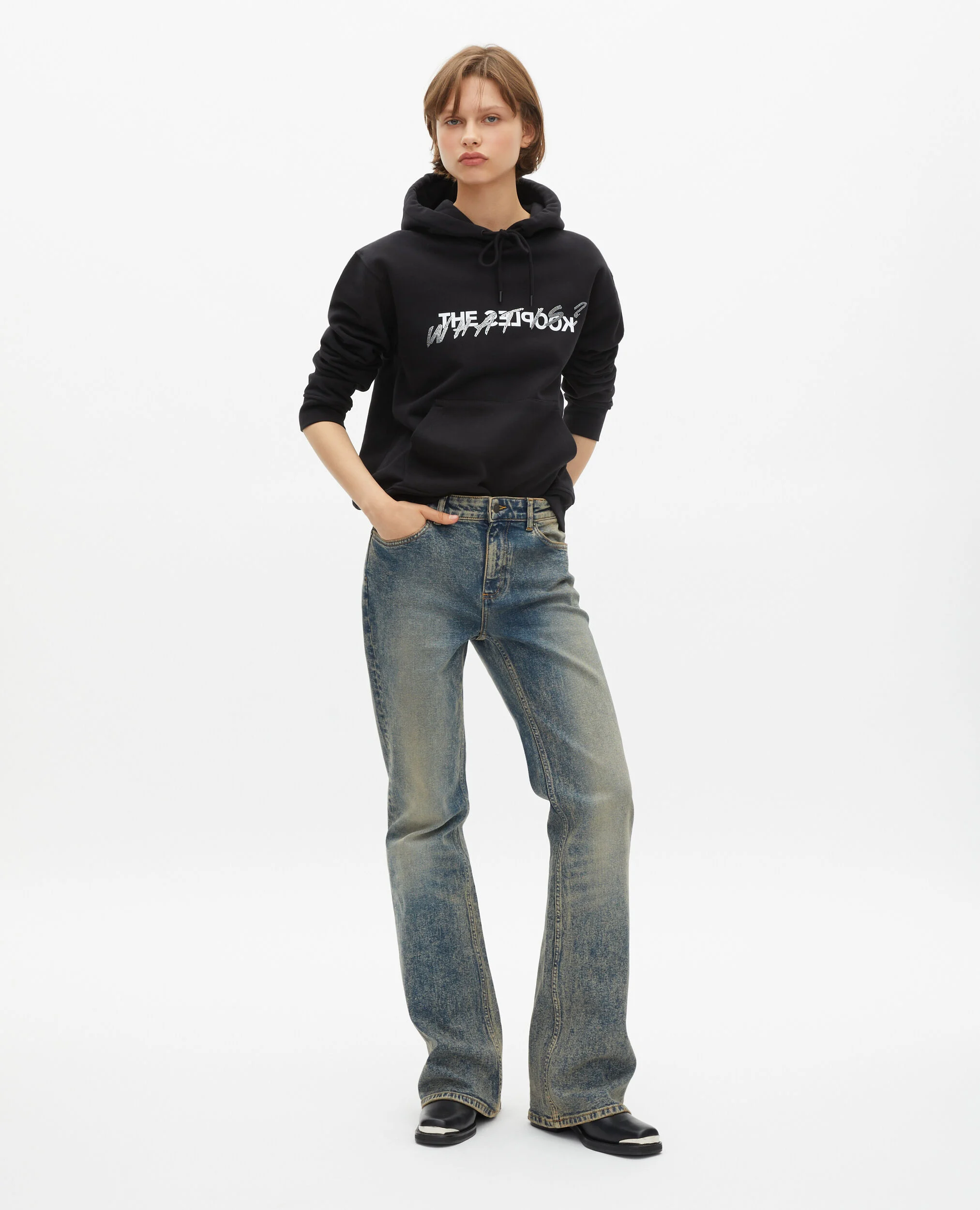 Sweatshirt à capuche What is avec strass noir