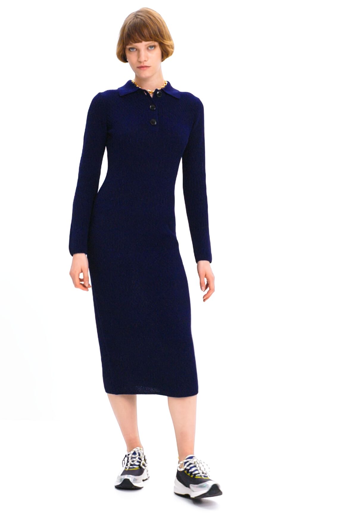 Robe midi tissu côtelé