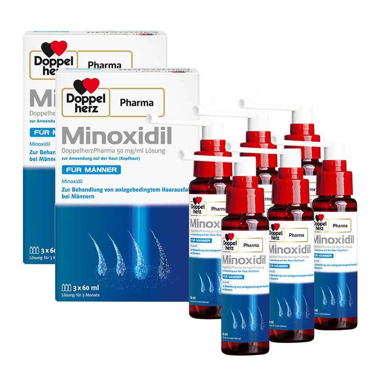 MINOXIDIL DoppelherzPharma 50 mg/ml Lösung für Männer, 2x3x60 ml