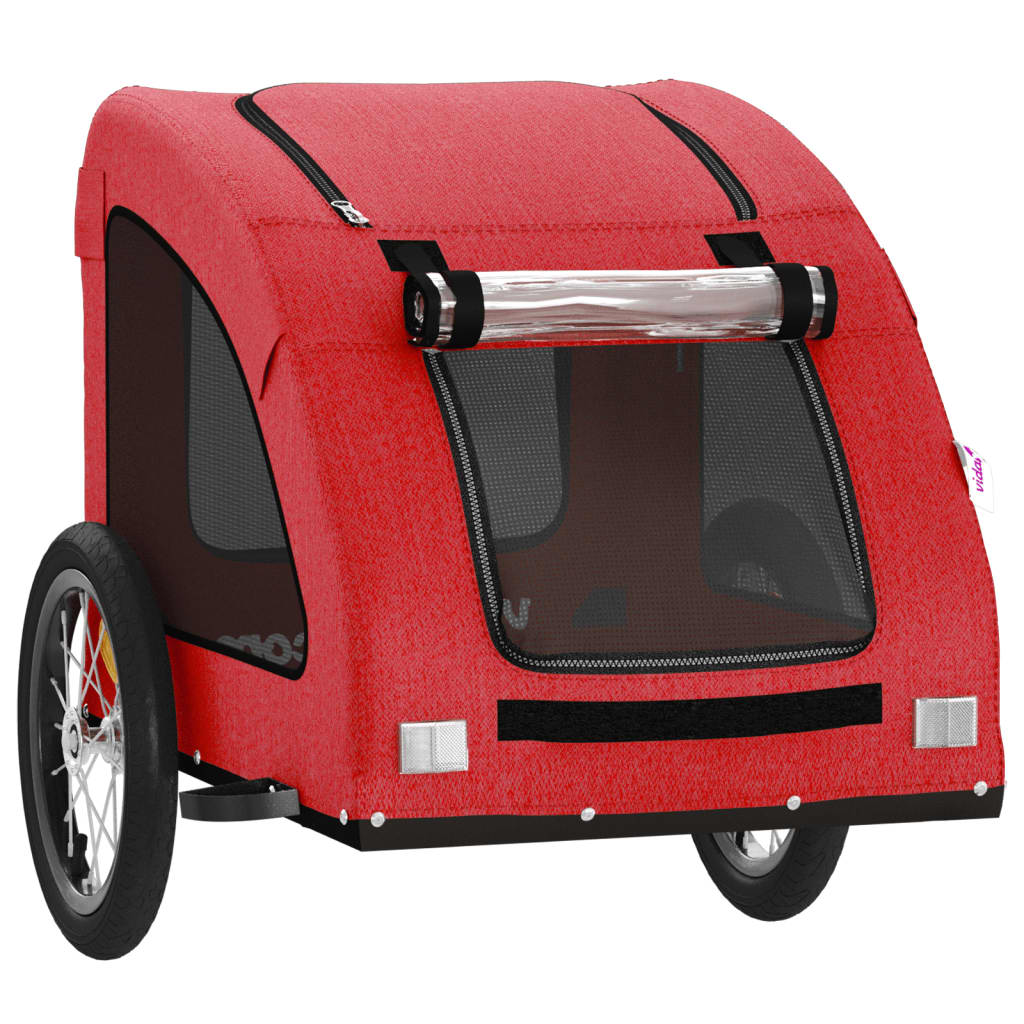 Reboque para cães para bicicletas vidaXL, em ferro e tecido Oxford, vermelho