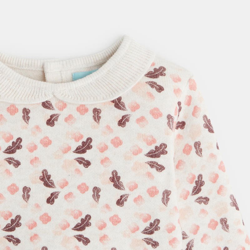 Pull imprimé feuilles rose bébé fille Rose