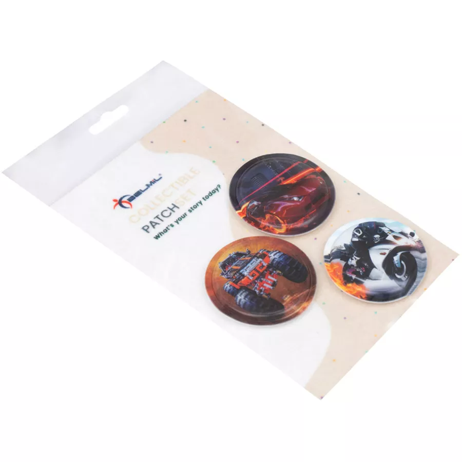 Belmil Patch Belmil Patches mit Klettverschluss Set 3-teilig Speed Red Car