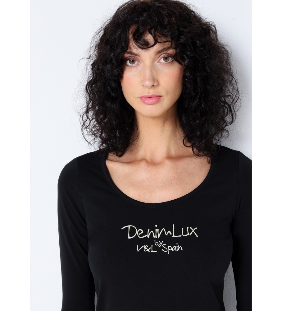 Victorio & Lucchino, Camiseta longa V&L com decote baixo preta