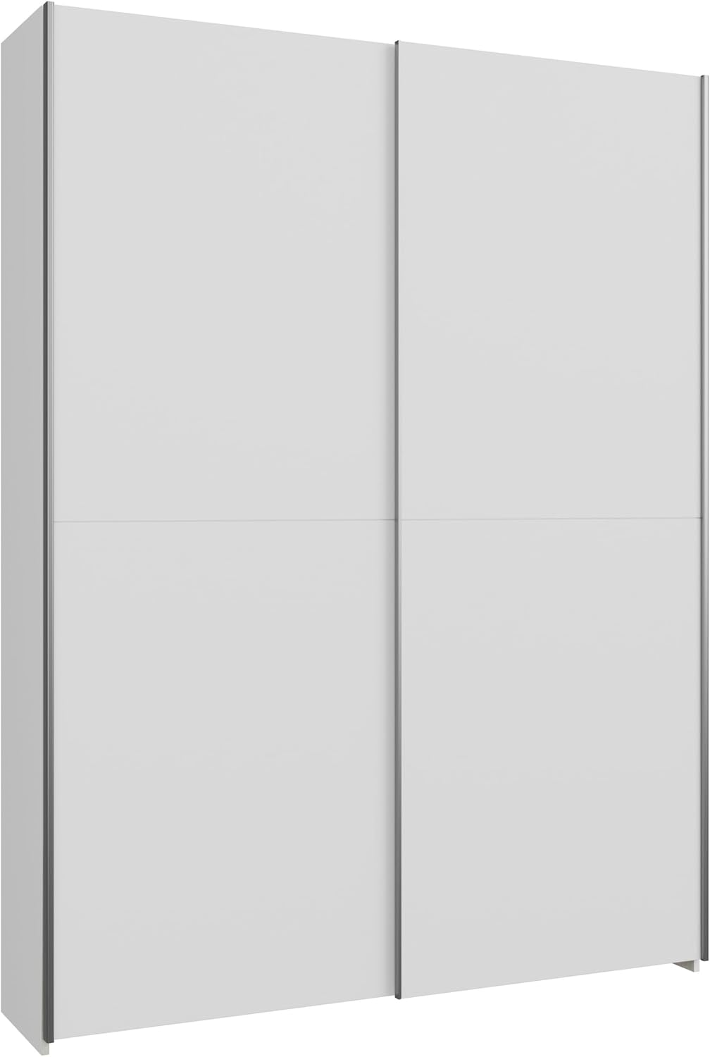 Forte Home Nook Mehrzweckschrank 150 40, moderner Schwebetürenschrank mit 2 Türen, Flur, Holzwerkstoff, Weiß, 150,1 cm breit x 210 cm hoch x 39,1 cm tief