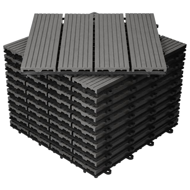 ECD Germany WPC terrassefliser 30x30 cm 33er besparelsessæt til 3m² antracit i