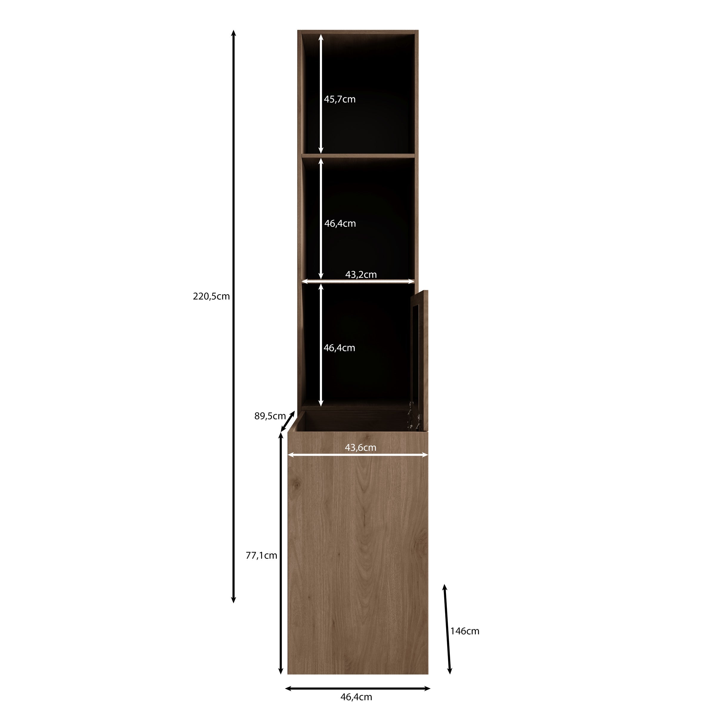 Meubella - Wangoo - Kaptafel - Donker eiken - 146x46x221 cm