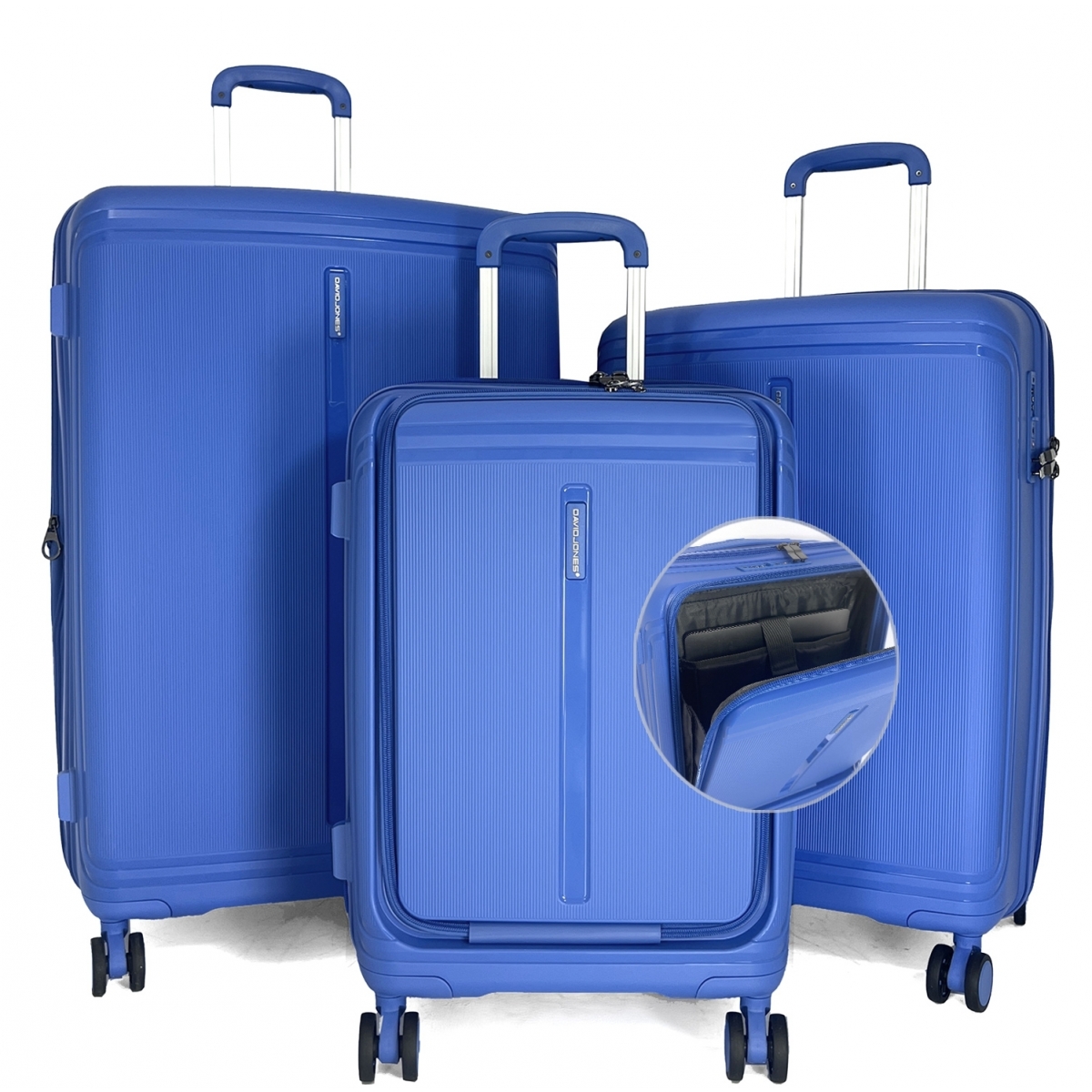 David Jones Lot 3 valises rigides extensibles dont 1 cabine porte-ordinateur 17