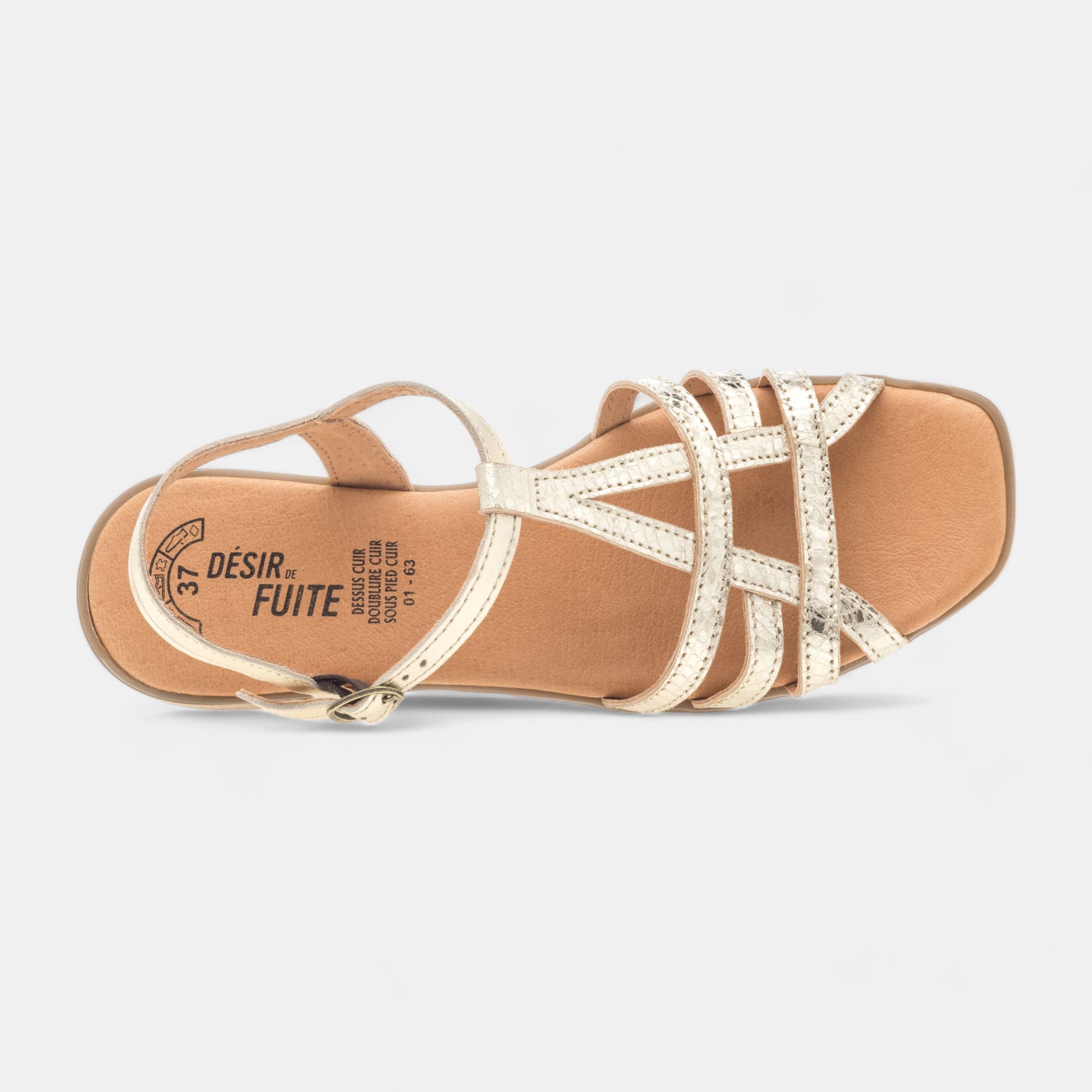 Nu-pieds Femme en cuir or