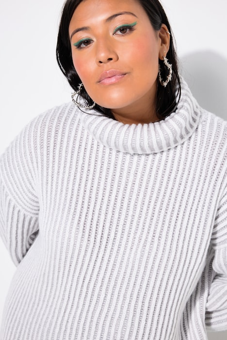 Rollkragenpullover, oversized, Streifen