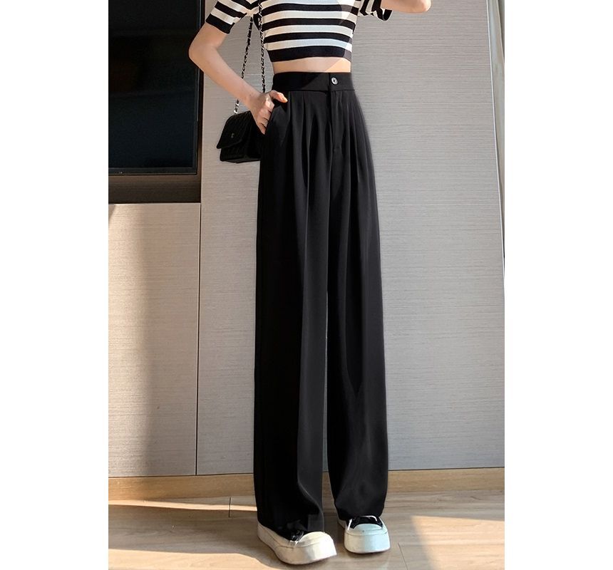 evanesce - High Rise Plain Wide Leg Suit Pants
