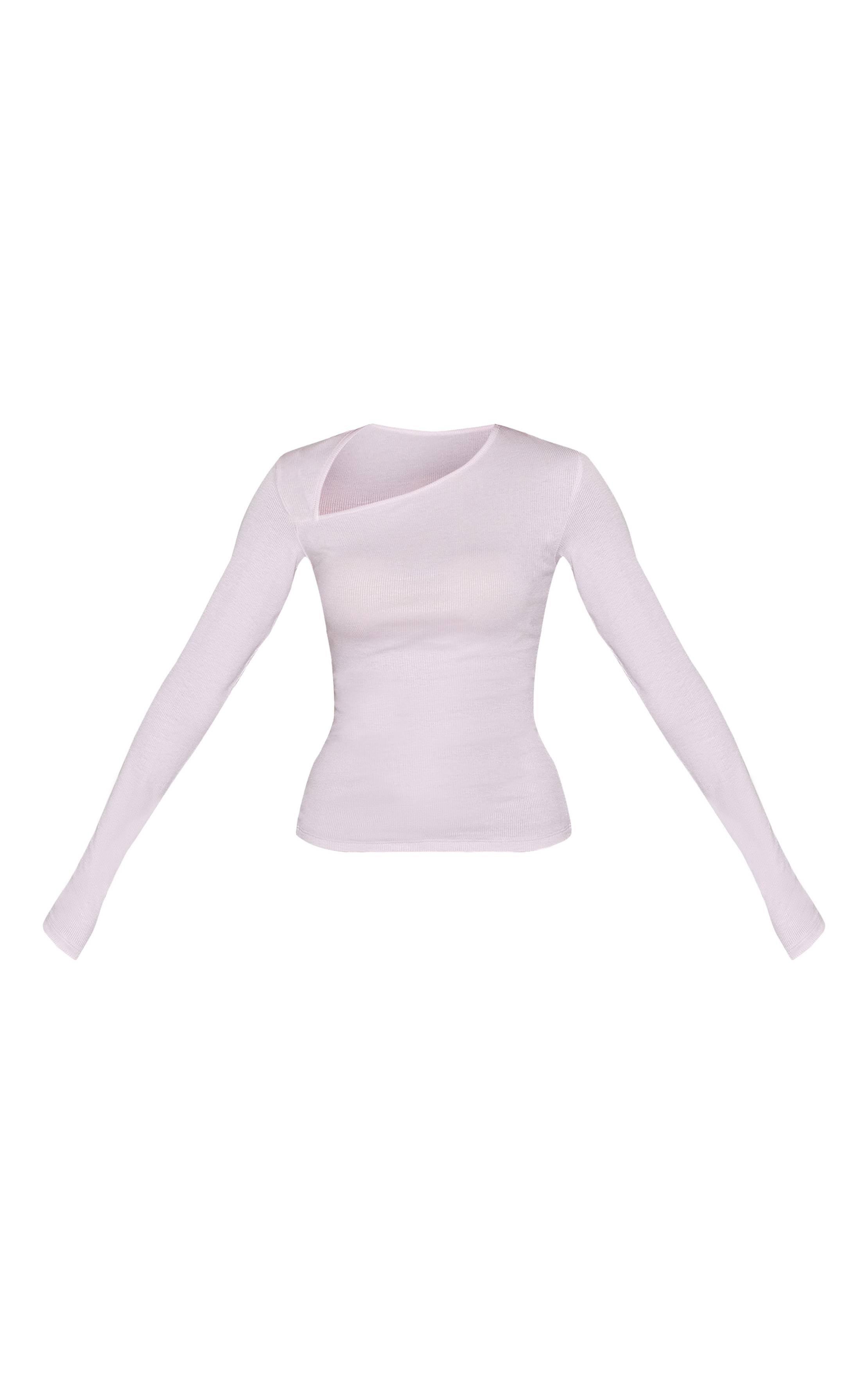 Rose Pâle Haut Long Ajusté En Côtes Douces Avec Détail Asymétrique