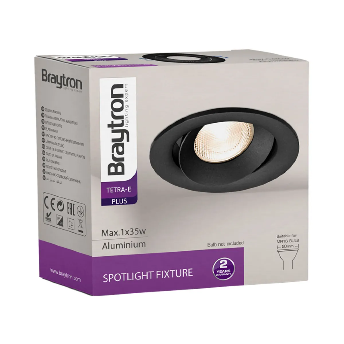 Braytron Fixation Spot Tetra-E2 - Rond Noir, 95mm