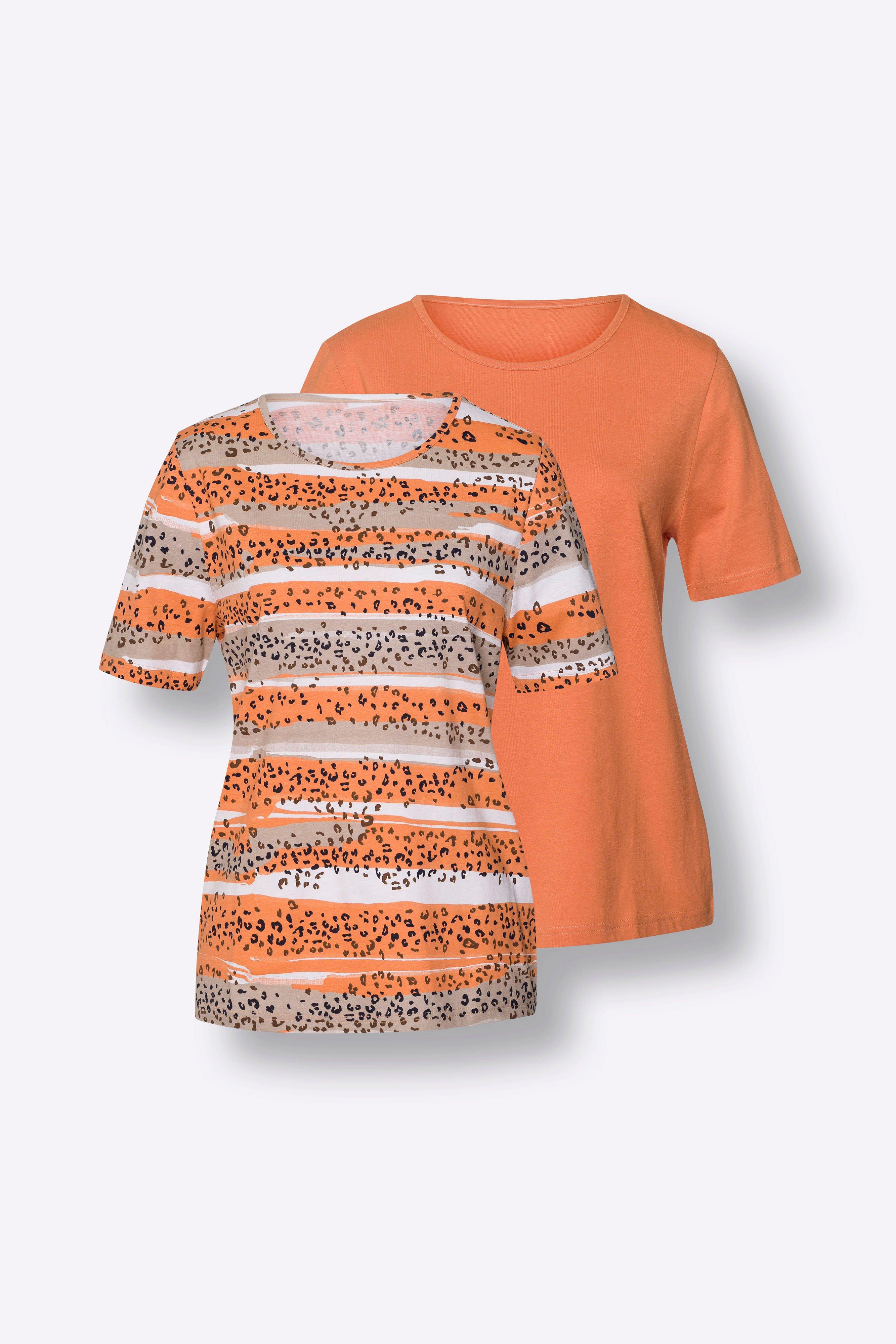 Doppelpack Jerseyshirts, 1x uni, 1x gestreift
