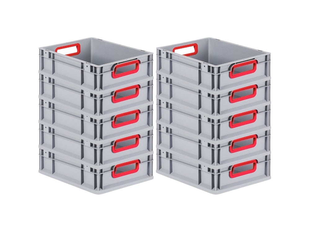 PROREGAL Eurobox Nextgen Kleur HxBxD 12 x 30 x 40 cm 11 Liter Handgrepen Rood Open Gladde Bodem Euro Container Transportbox
