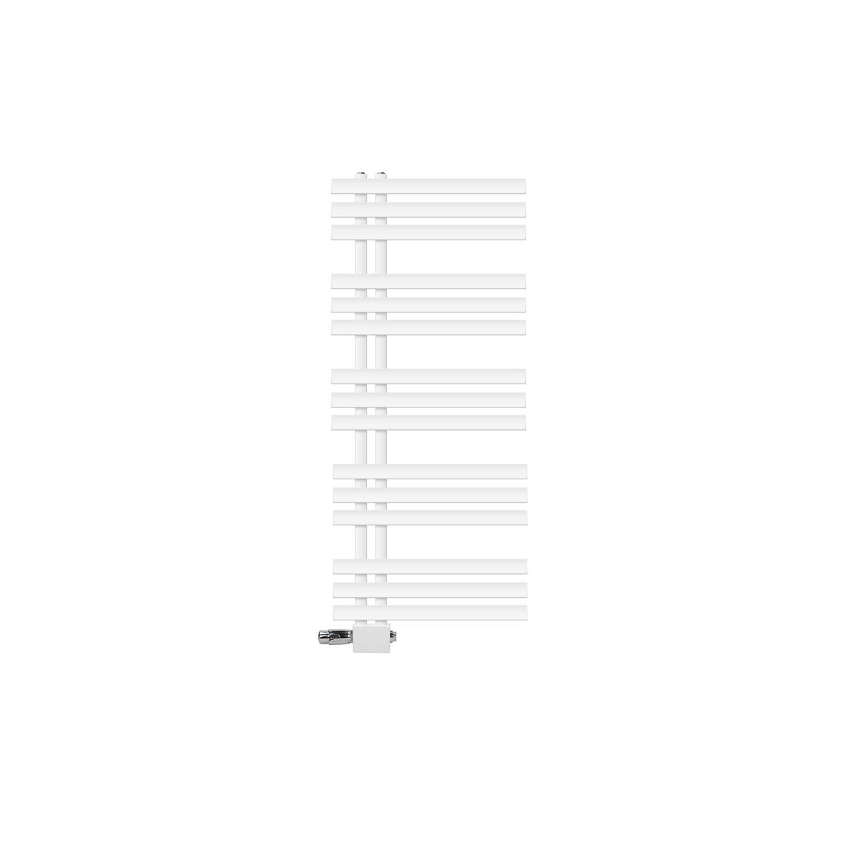 LuxeBath badkamerradiator Iron EM 500x1200 mm wit, middenaansluiting met aansluitset, thermostaat, universeel, hoek- en doorloopmodel, designradiator, handdoekwarmer, handdoekdroger, handdoekradiator