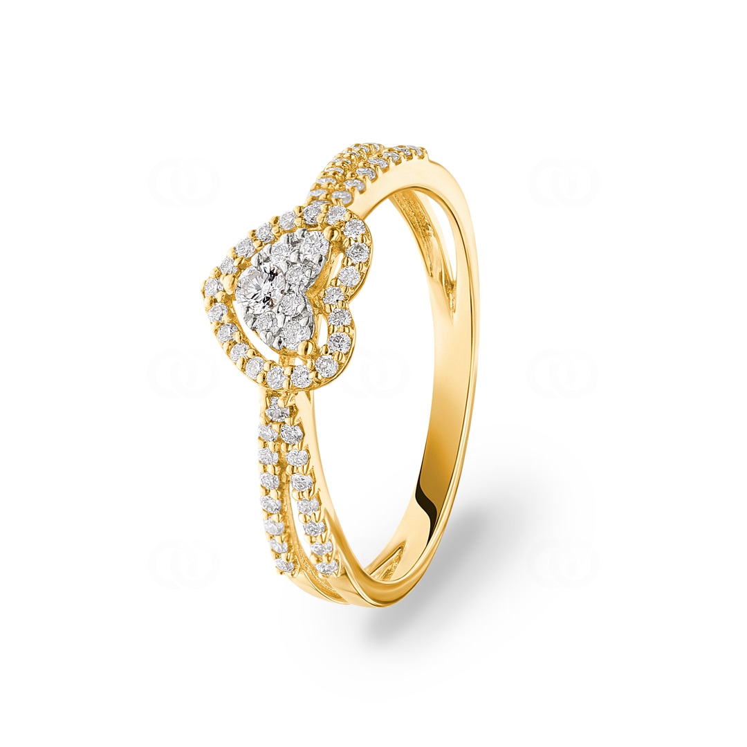 Verlobungsring 750/18 K Gelbgold Herz mit Diamanten 0.29 ct H/si