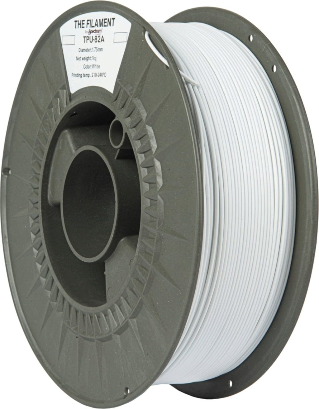 The Filament  TPU-82A White, 1,75 mm / 1000 g    Belastbares TPU mit Shore Härte 82A in White