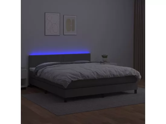 Sommier tapissier et matelas et LED Gris 180x200 cm Similicuir