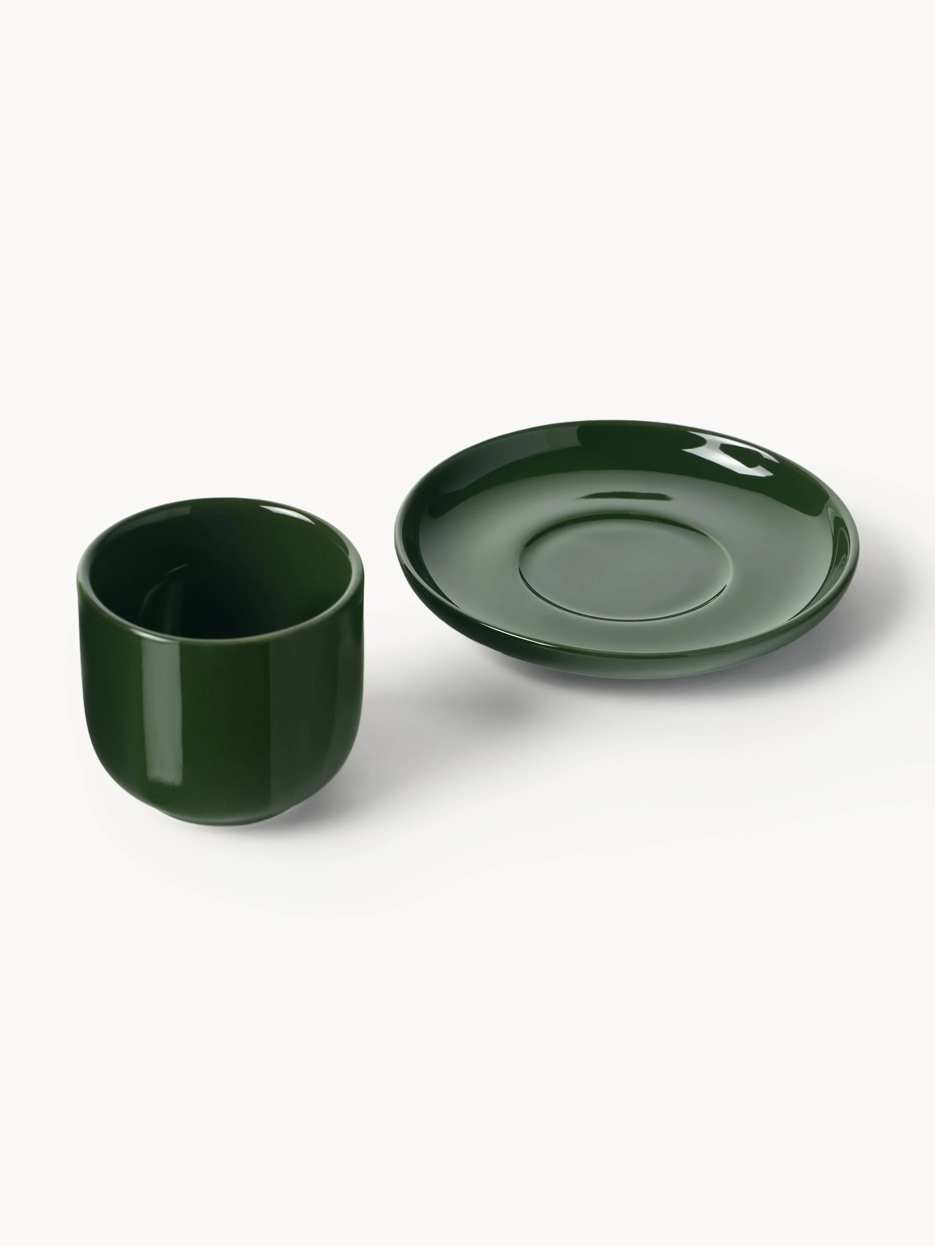 Porseleinen espressokopjes Nessa met schotels, 4 stuks