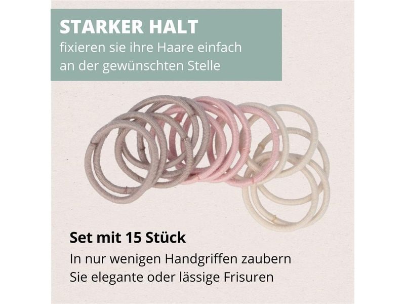 Parsa Beauty Haargummi Nature Love Mehrfarbig 15 Stück Sanfte, starke und vielseitige Haargummis