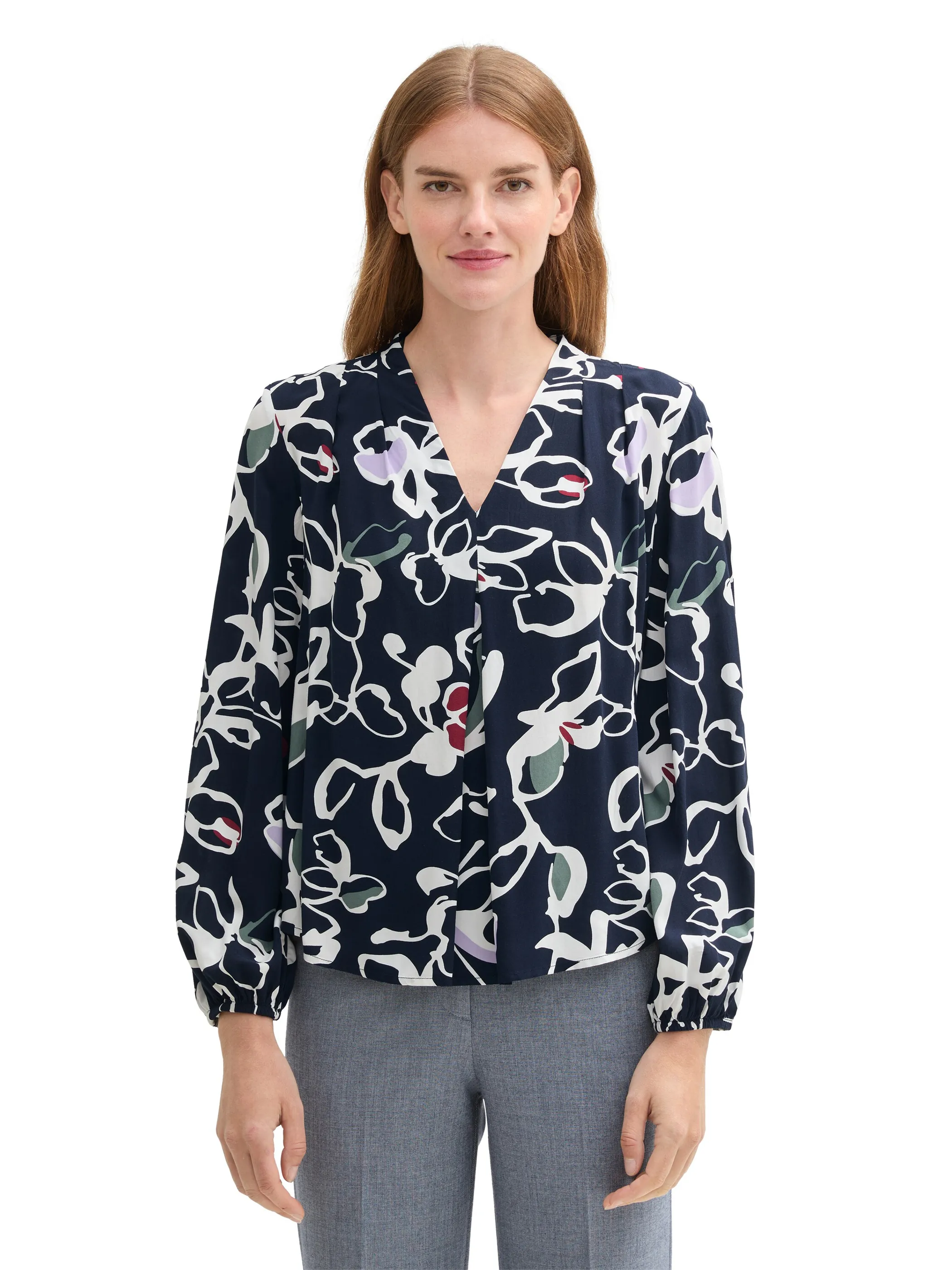 Damen Schlupfbluse mit Alloverprint