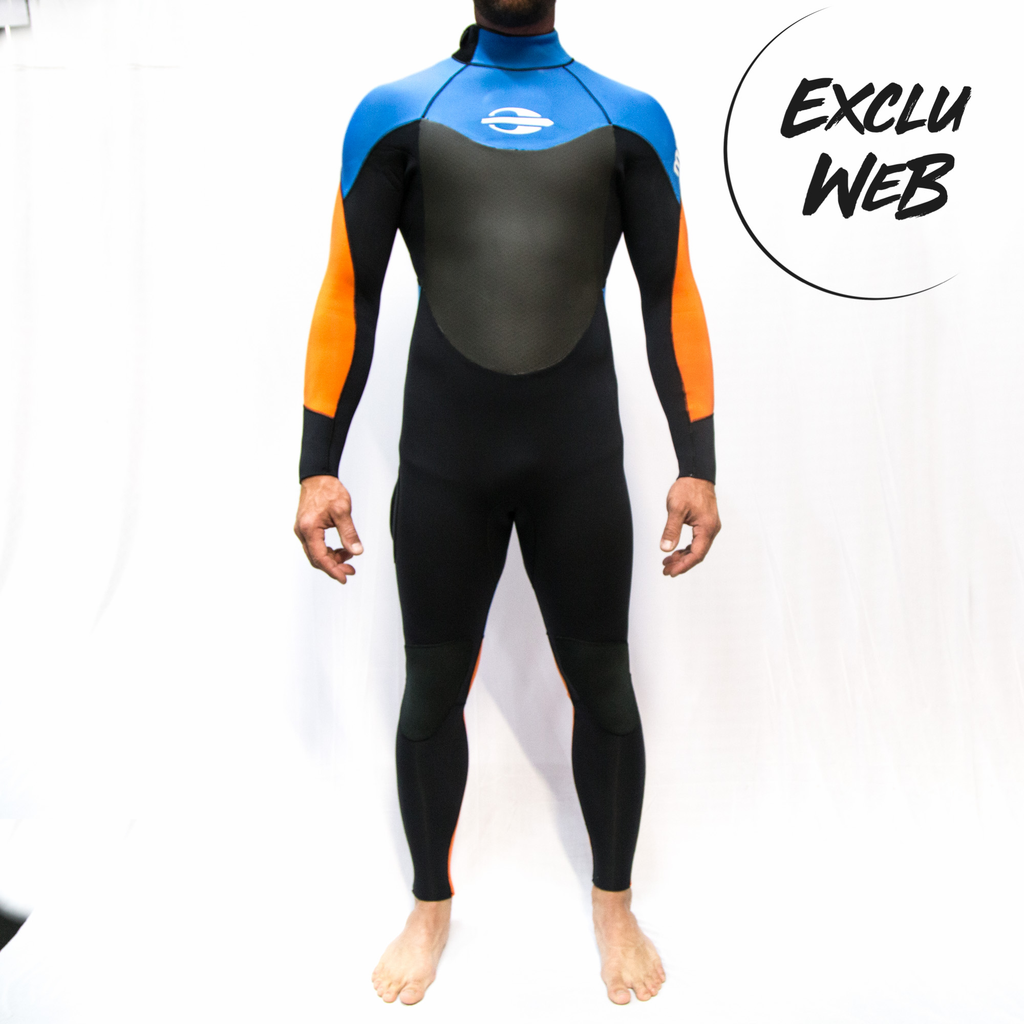 Mormaii SNAP-E Back Zip - 4/3 mm Black/Cyan/Orange