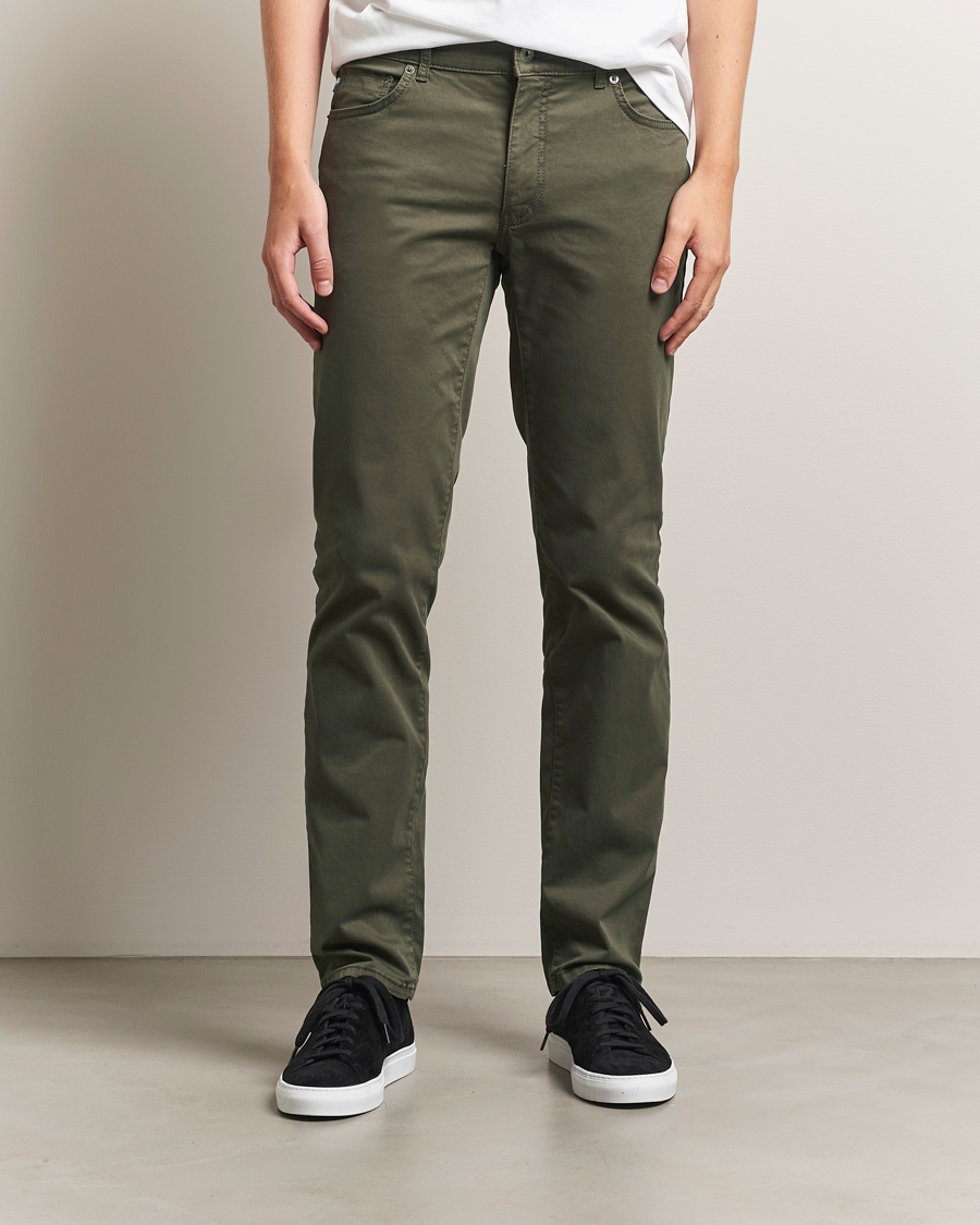 Brax Cadiz Cotton Satin 5-Pocket Pants Olive