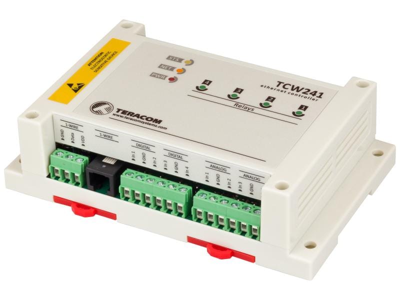 Teracom Netzwerk IP I/O Module TCW241 Ethernet IO Modul mit analogen und digitalen Eingängen sowie Relaisausgängen und Modbus / 1-Wire