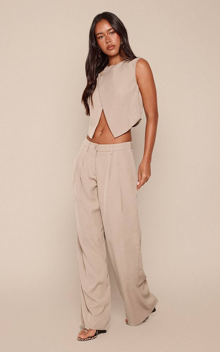 Kaki Ensemble Coordonné Gilet Ajusté En Tissu Tissé