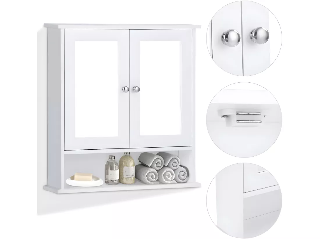 armoire murale salle de bain, placard de rangement toilettes 56,5 x 13,5 x 58,5 cm