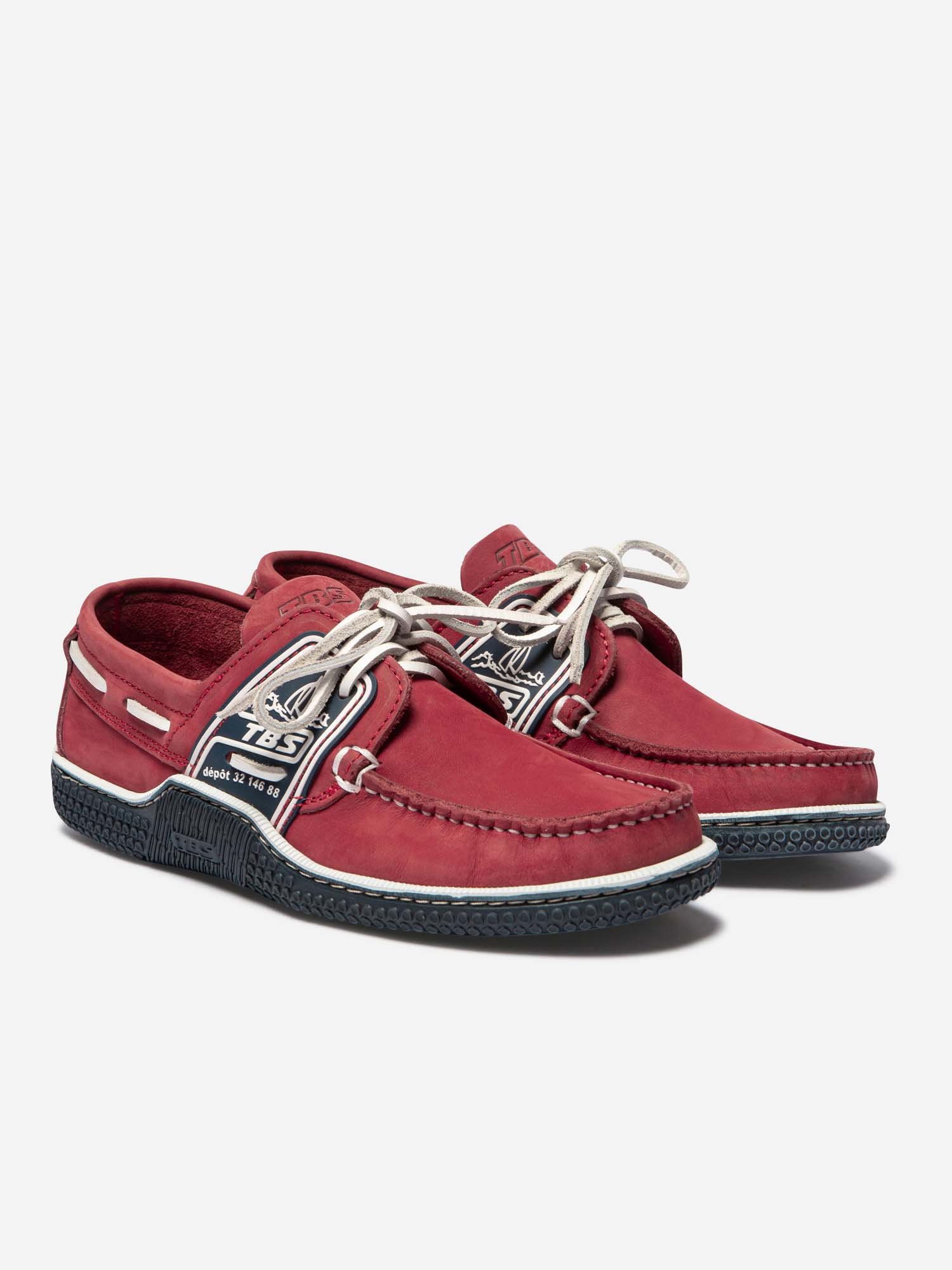 Chaussures Bateau Homme Cuir Rouge