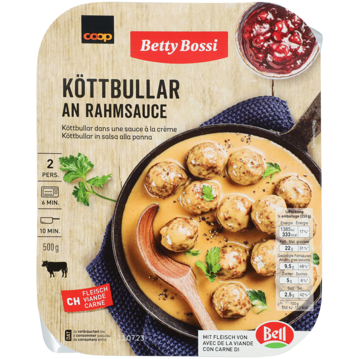 Betty Bossi Rinds Köttbullar mit Rahmsause