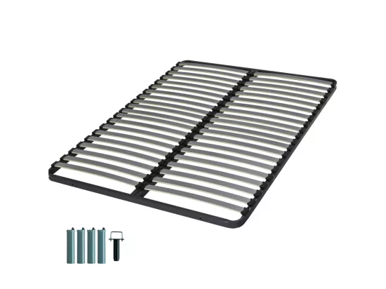 Sommier à lattes + pieds 160x200 C221 - 40 lattes bois - Fabrication française