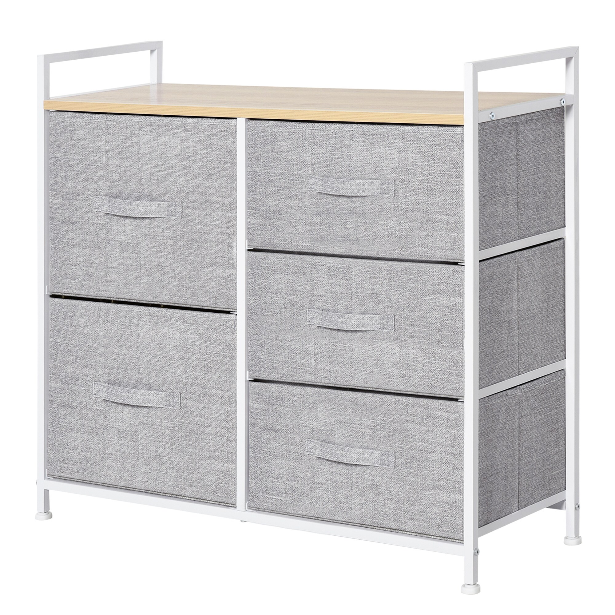 HOMCOM Stoffkommode mit 5 Stoffschubladen grau 83 x 29 x 77 cm (BxTxH)