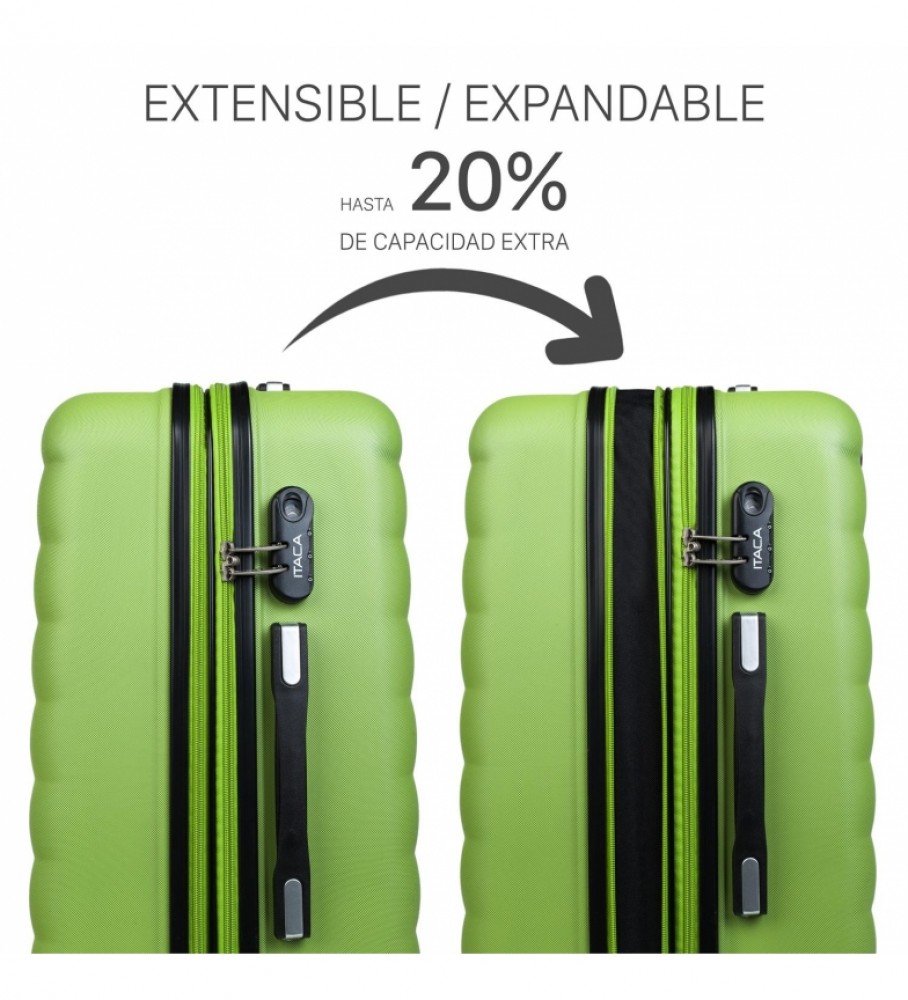 Mala de viagem rígida média com 4 rodas ITACA 71260 Pistache - 65 x 42 x 26 cm -