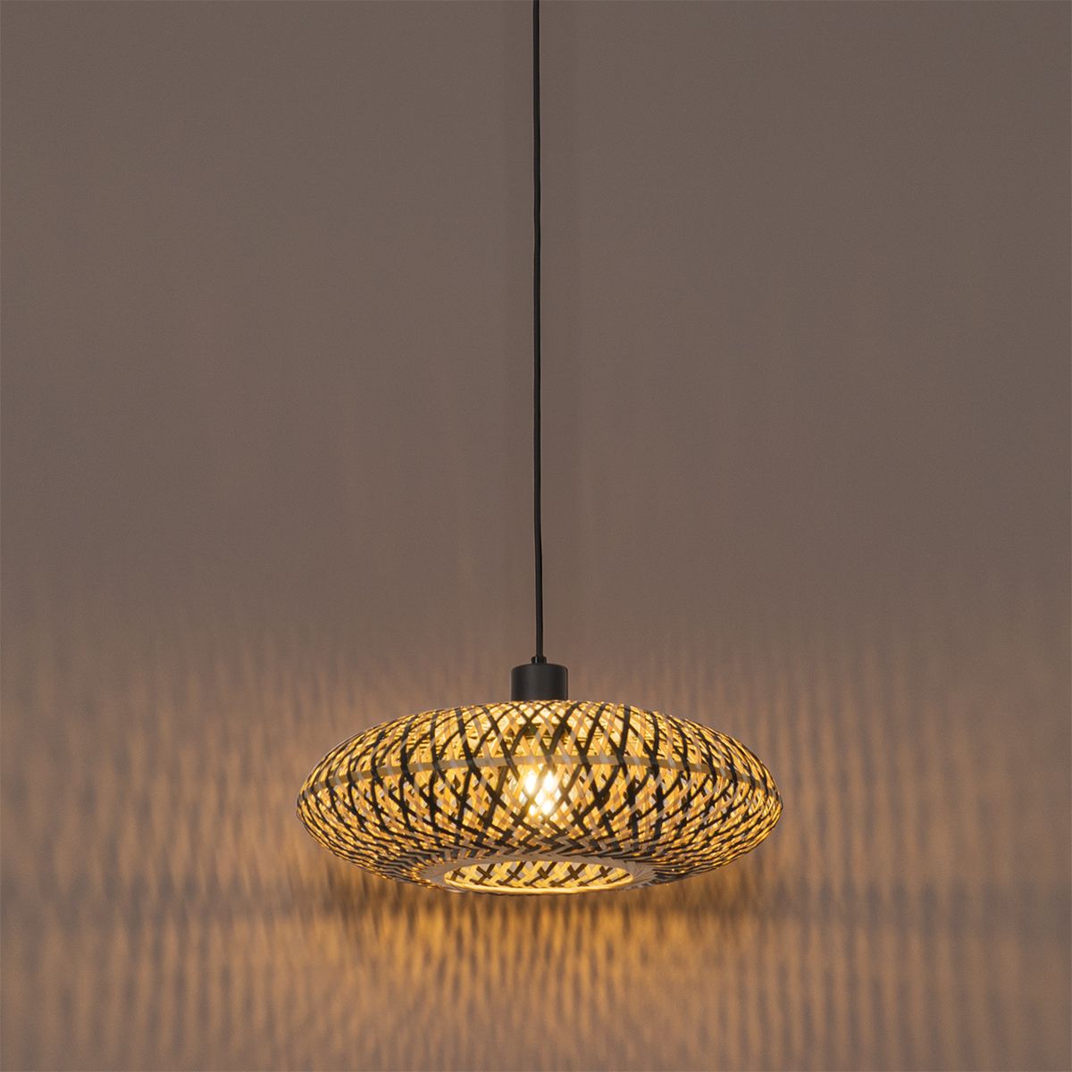 Oosterse hanglamp zwart bamboe 40 cm - Ostrava