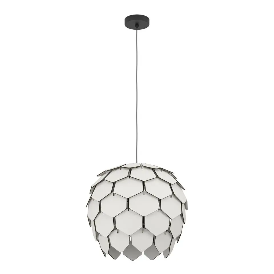 EGLO Mattanza Hanglamp - E27 - Ø 49,5 cm - Grijs/Zwart - Hout/Staal