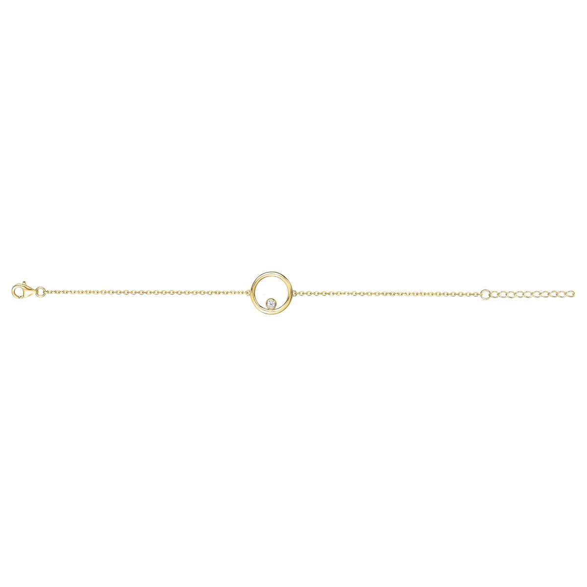 Bracelet souple mono-motif en Plaqué Or avec oxyde de zirconium blanc
