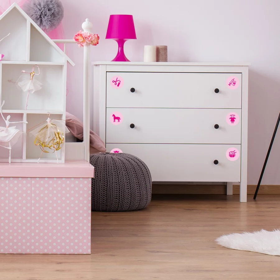 Nikima Möbelaufkleber Ordnungssticker für Spielzeug PINK ROSA pink