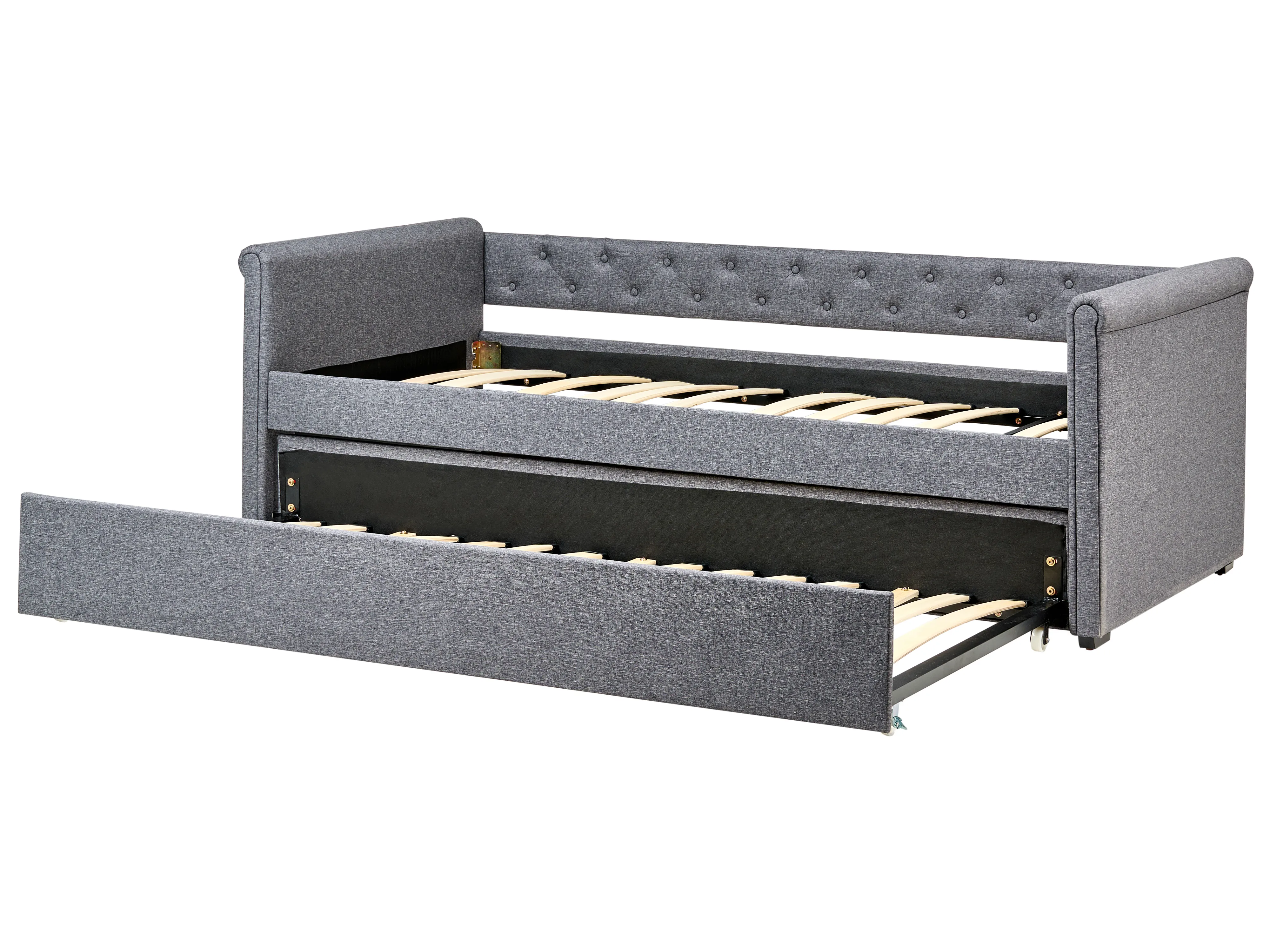 Onderschuifbed Stof LIBOURNE 90 x 200 cm Donkergrijs